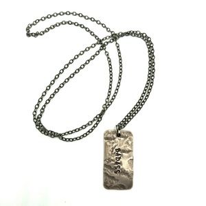 BADASS Gunmetal Hammered Dog Tag Necklace Long
